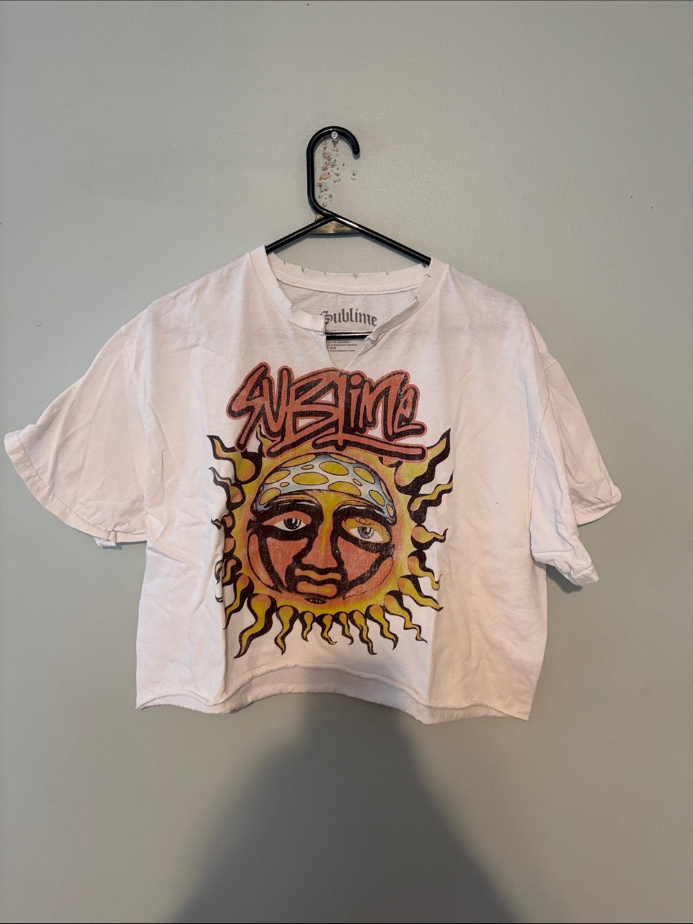 Sublime Sun Graphic Cropped Tee - White,